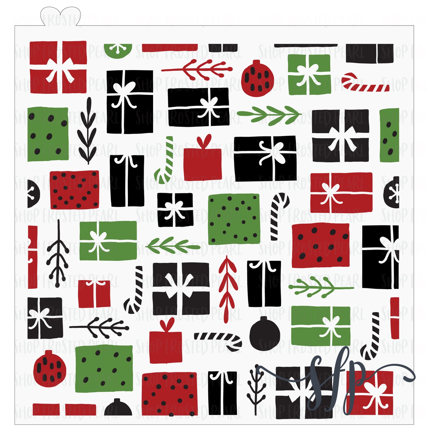 Christmas Presents and Candy Canes - Stencil