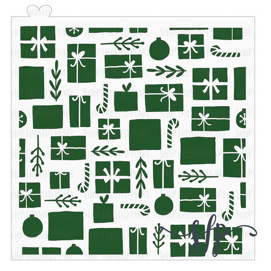 Christmas Presents and Candy Canes - Stencil