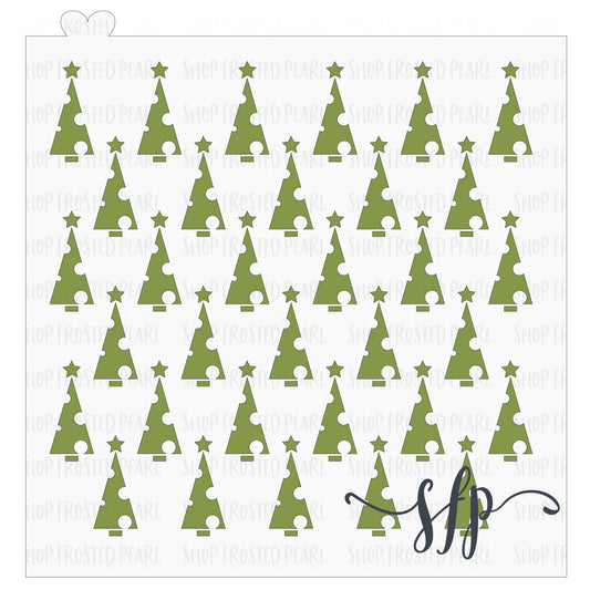 Christmas Tree with Ornaments - Stencil