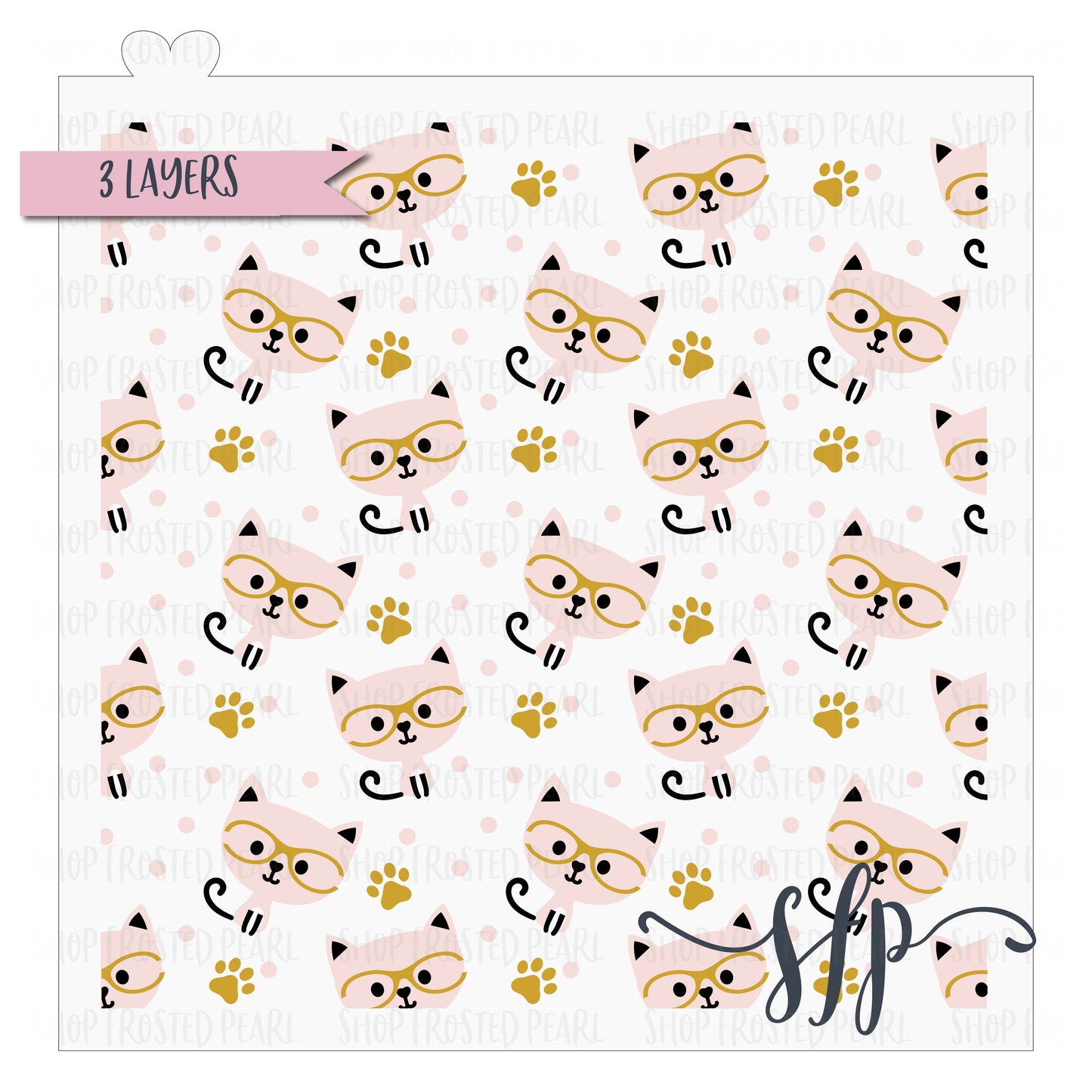 Kitty With Glasses - Stencil