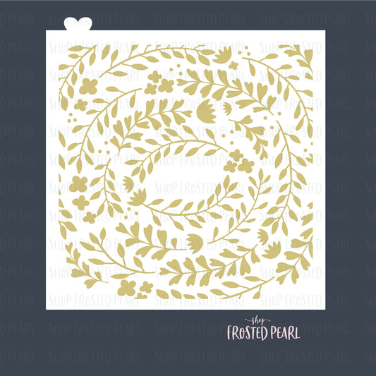 Floral Circle Frame - Stencil