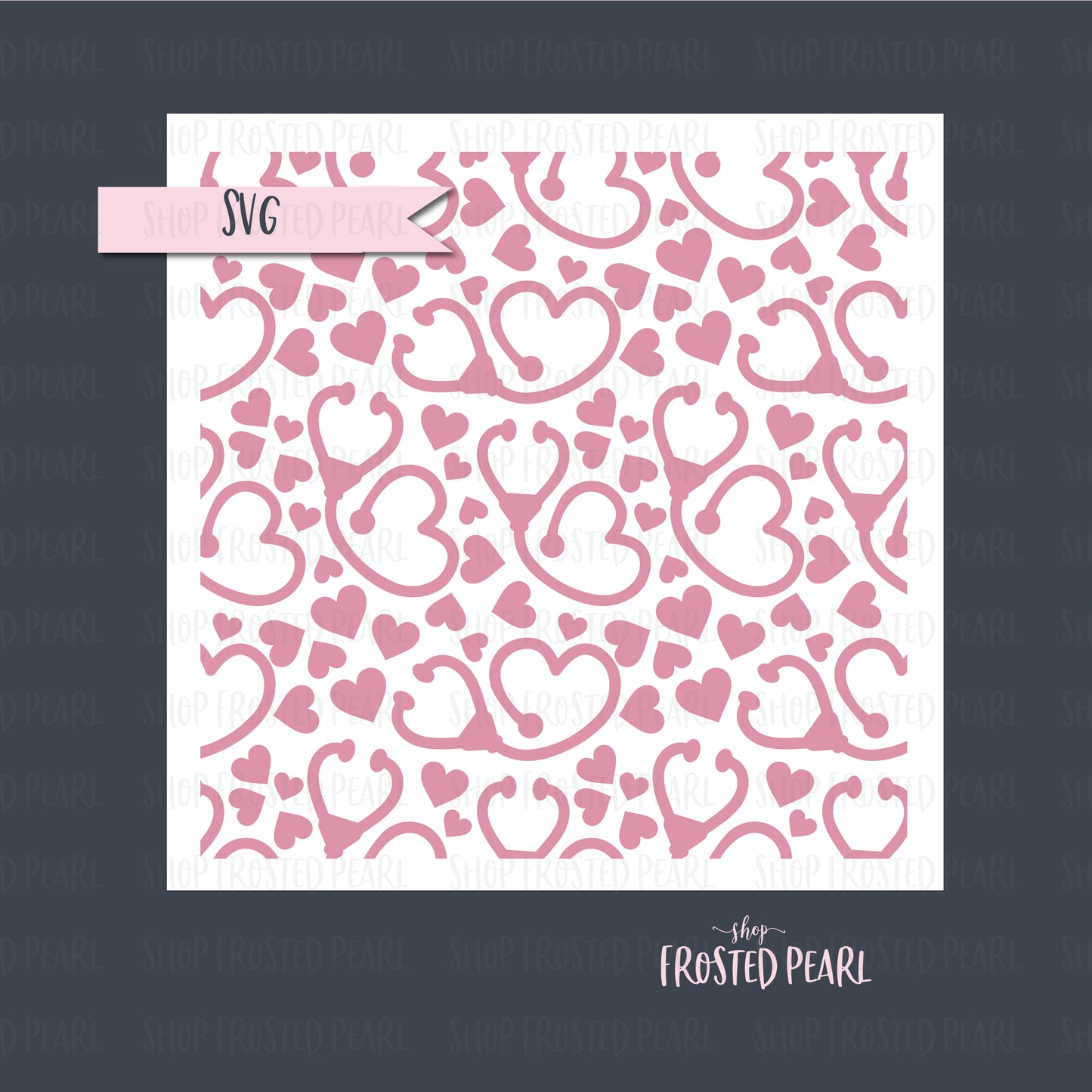 Stethoscope Hearts - Stencil