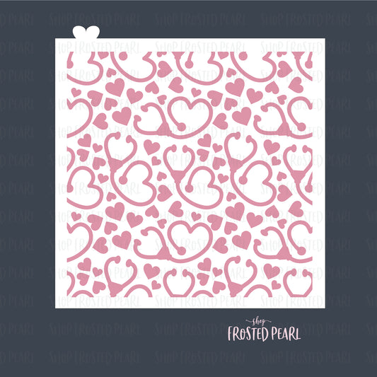Stethoscope Hearts - Stencil