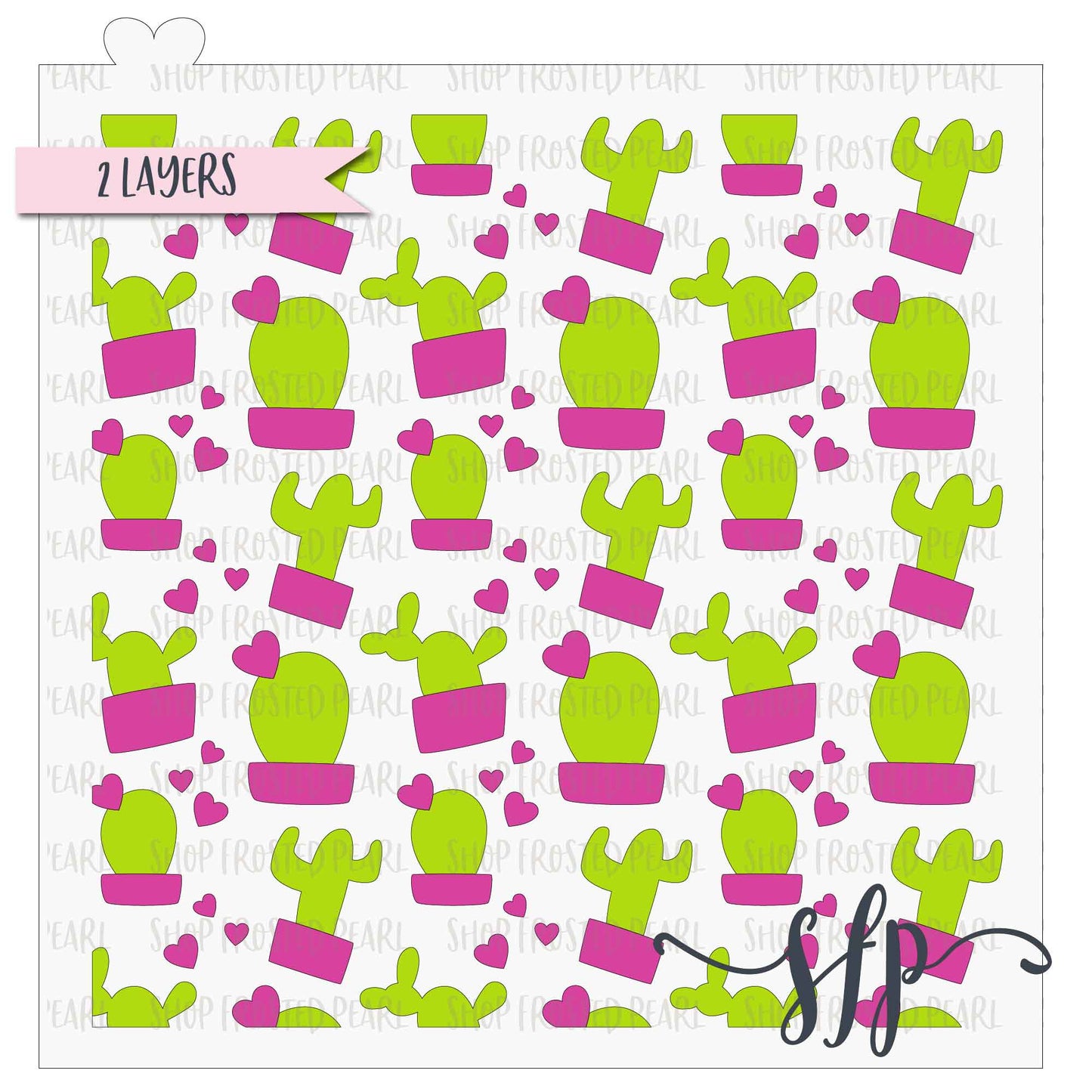 Heart Cacti - Stencil