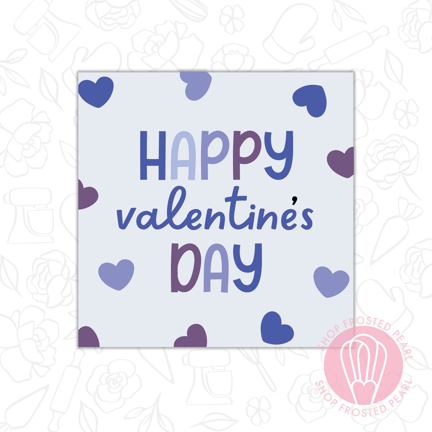 Happy Valentine's Day (Blue) - Printable Tag