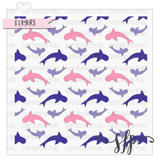 Shark Swarm - Stencil
