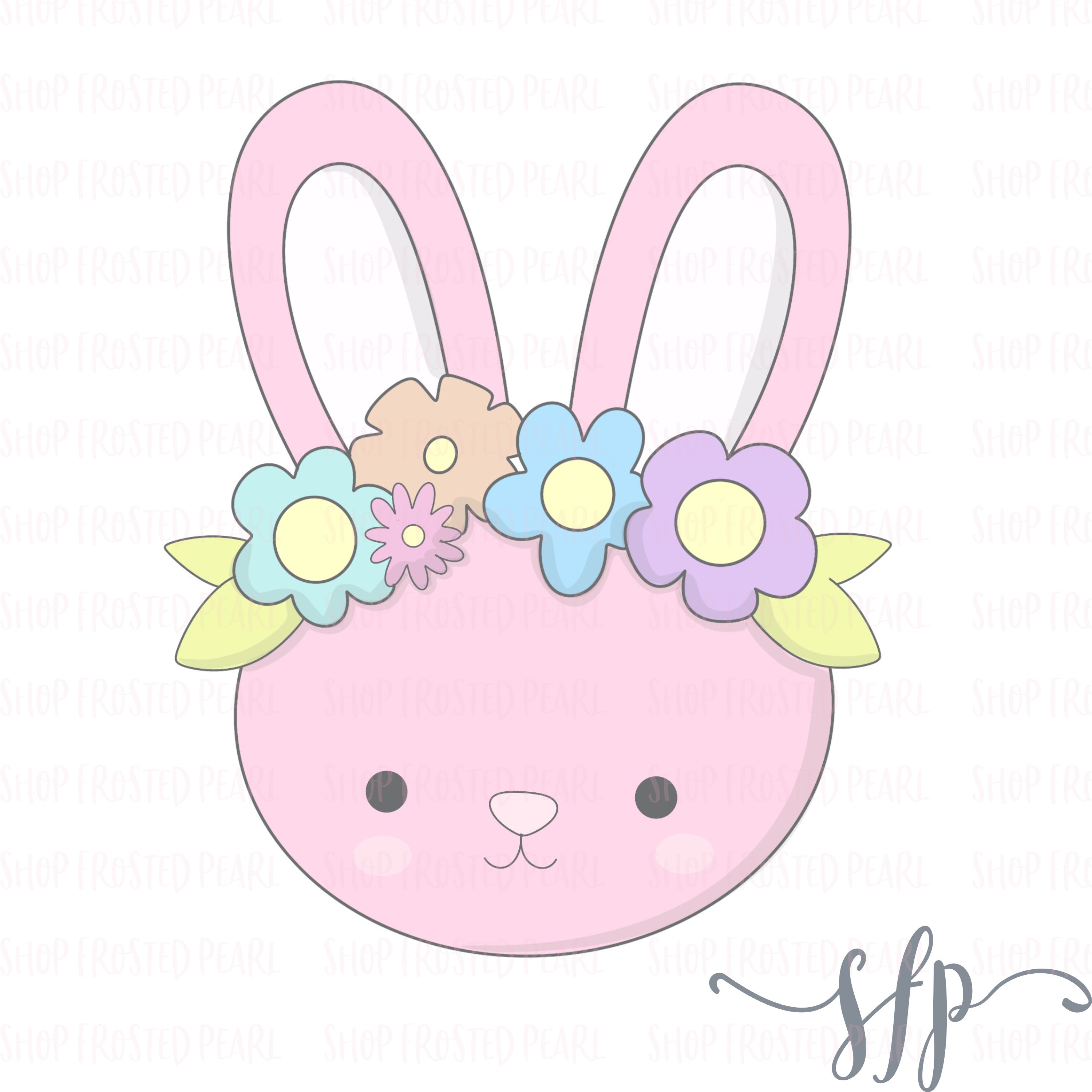 Floral Crown Bunny Cutter Shop Frosted Pearl