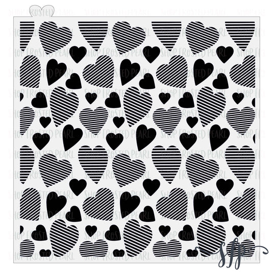 Striped Hearts - Stencil